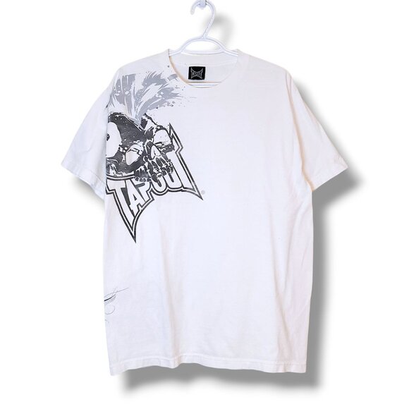 Vintage Y2K Tapout MMA Skull Graphic Shirt White Size L - Picture 1 of 6